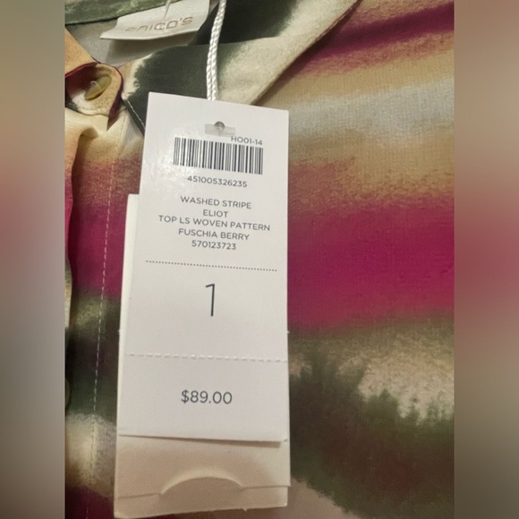 CHICO’S TOP LS WOVEN PATTERN FUCHSIA BERRY - Picture 2 of 4